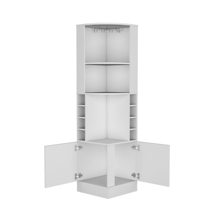Corner Bar Cabinet, Double Door Cabinet, Glass Rack, Eight Built In Wine Rack