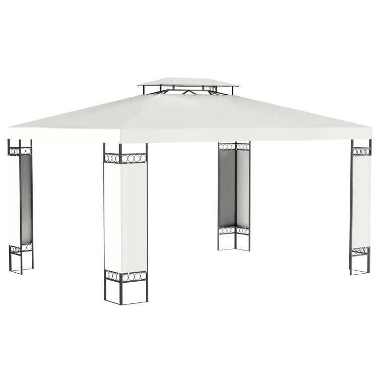 Outsunny 10' X 13' Patio Gazebo, Double Roof Outdoor Gazebo Canopy Shelter With Screen Decorate Corner Frame, For Garden, Lawn, Backyard And Deck, Cream White