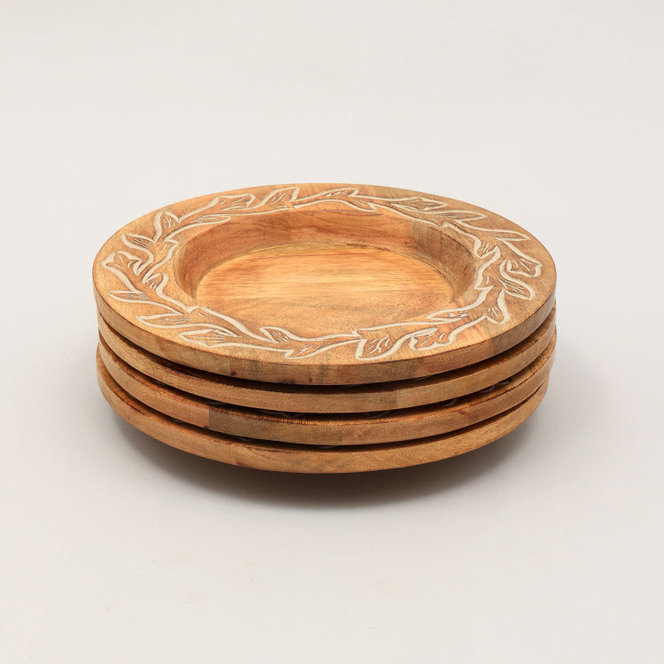 Handcrafted 13" Wood Charger Plate Wooden Dinning Placemat Artisan Wood Tableware