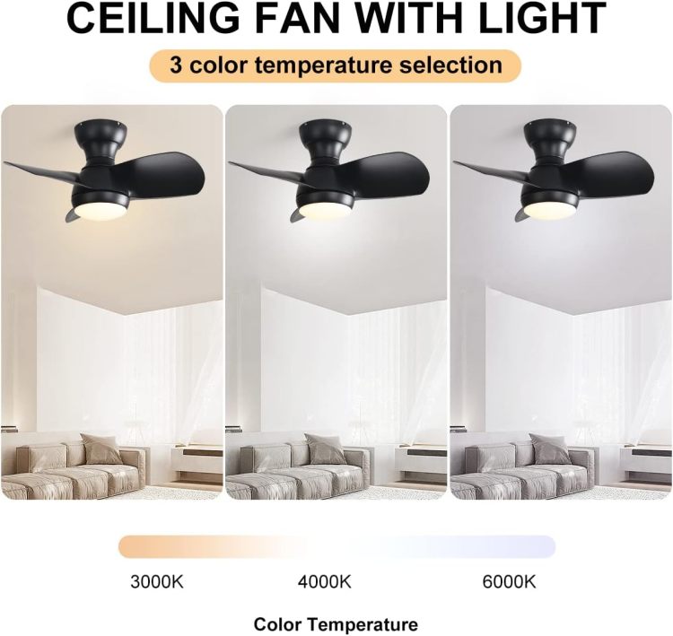 23 Inch Bedroom With 3 Abs Blades Remote Control Dc Motor Black With 18W Led Light
