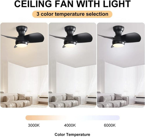 23 Inch Bedroom With 3 Abs Blades Remote Control Dc Motor Black With 18W Led Light