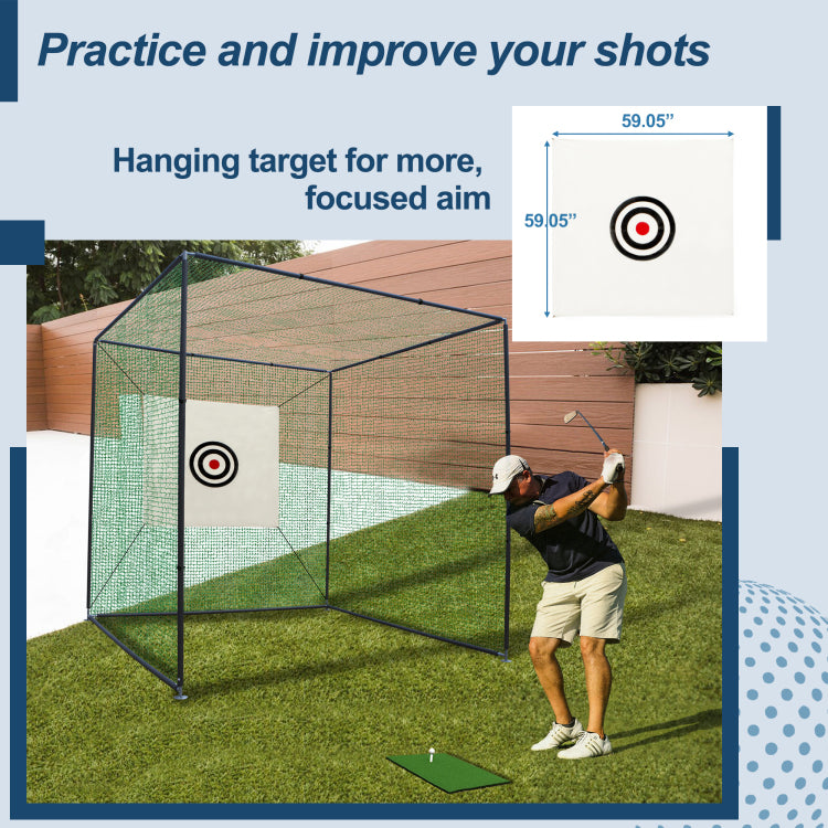 10X10X10Ft Golf Practice Net Cage W Metal Frame Hitting Net Kit Indoor Outdoor