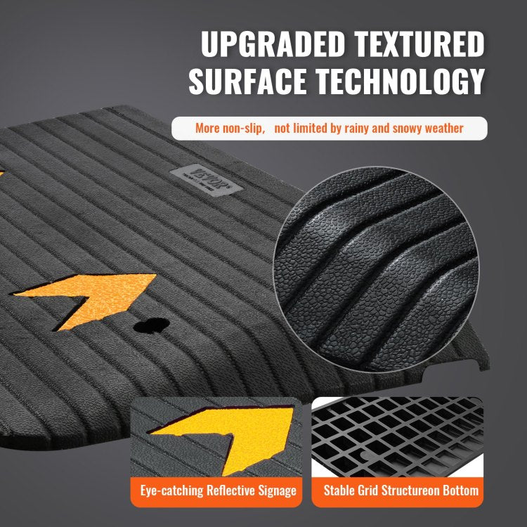 Upgraded Rubber Threshold Ramp, 3" Rise Door Ramp With 1 Channel, Natural Rubber Car Ramp With Non Slip Textured Surface, 33069 Lbs Load Capacity Curb Ramp For Wheelchair And Scooter