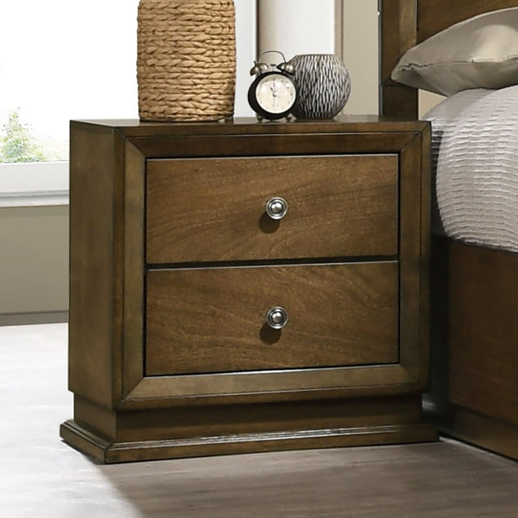 Walnut 1Pc Nightstand Bedroom Rubberwood Bedside Table Bronze Metal Knob Furniture