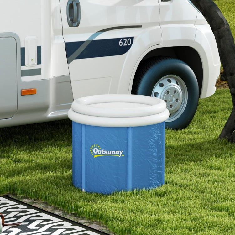 Outsunny Ice Bath Tub, 79 Gallon Outdoor Portable Cold Plunge Tub With Thermo Lid, Cover And Carry Bag For Athletes Recovery And Cold Water Therapy, Dark Blue