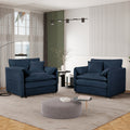 Oversized Chenille Oversized Accent Chair Set Of 2, Comfy Single Sofa Chair With Large Seat , Modern Armchair Reading Chairs For Bedroom, Living Room,Blue