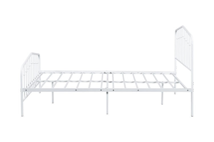 Contemporary Style Full Size Metal Bed Mattress Ready With Full Metal Structure White Finish