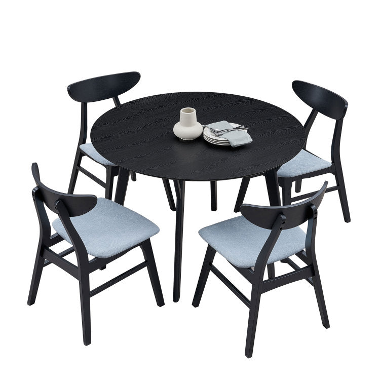 42.01 Inch Saving Place Table,Wooden Dining Table For 4 Persons,Modern Design Round Kitchen Table For Living Room,Apartment,Restaurant,Black