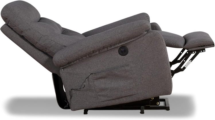 Contemporary Lift Chair Recliner With Grey Fabric Upholstery