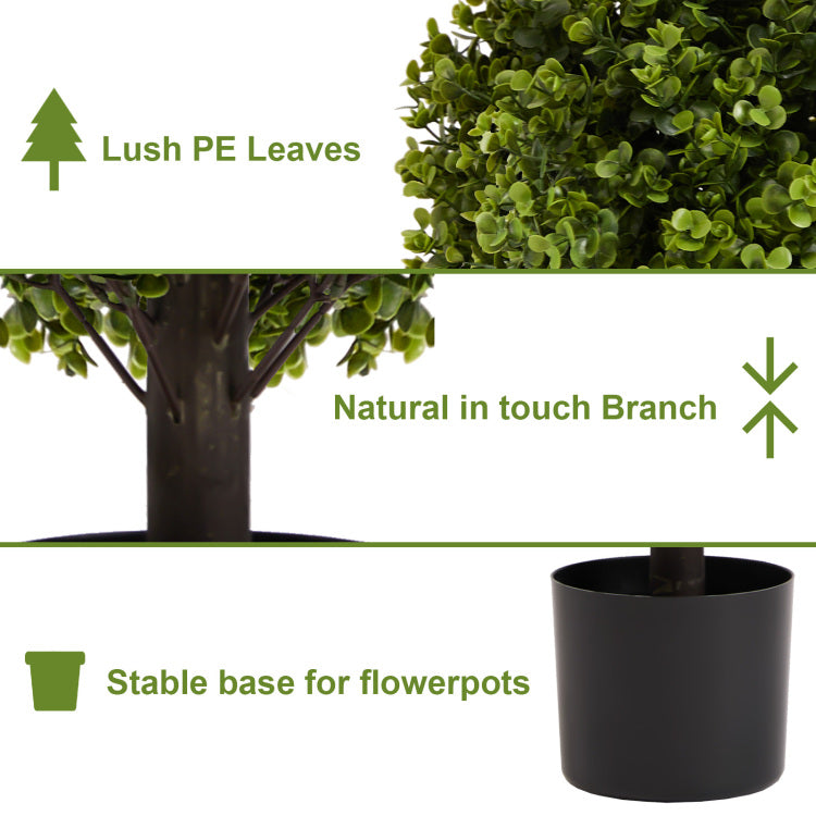 22In Boxwood Ball Shaped Artificial Topiary Shrubs Tree In Pot For Home And Garden Decoration 2Pcs Set
