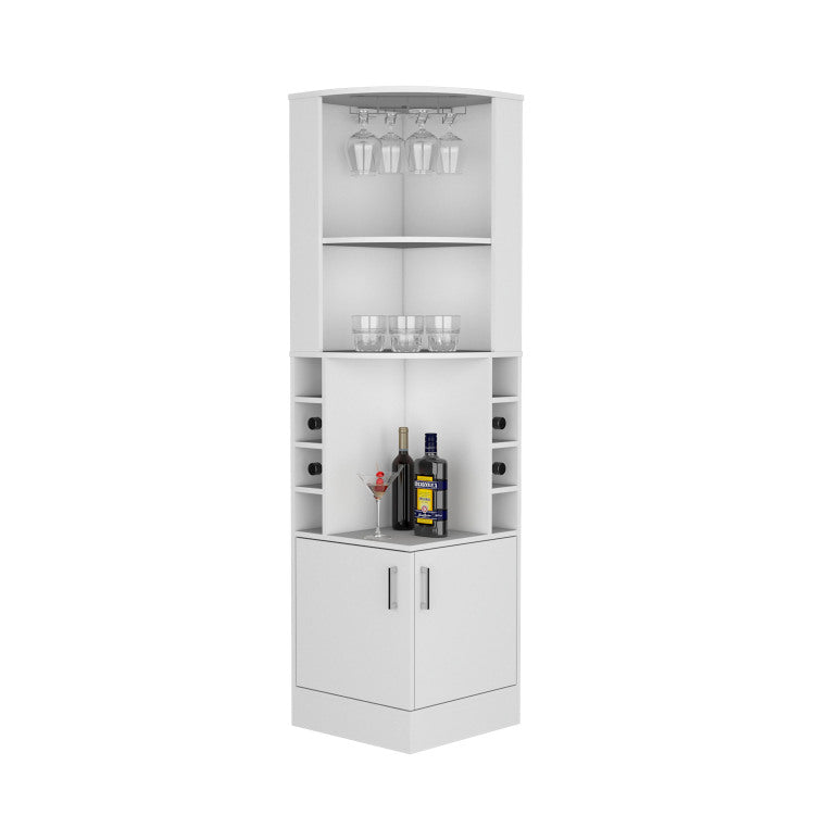 Corner Bar Cabinet, Double Door Cabinet, Glass Rack, Eight Built In Wine Rack