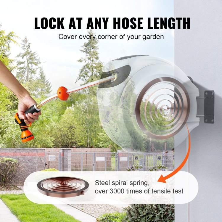 Retractable Hose Reel Water Hose Reel 115'X1 2" 180 Swivel Wall Mounted