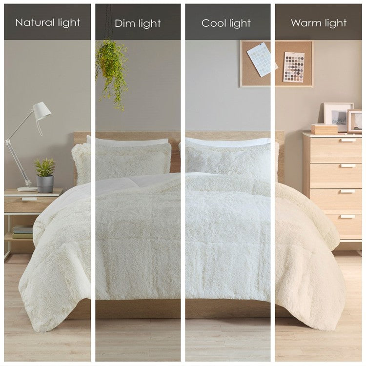 Twin Twin Xl Shaggy Long Fur Comforter Mini Set