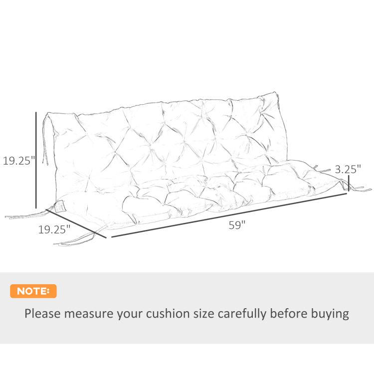 Outsunny Tufted Bench Cushions For Outdoor Furniture, 3 Seater Replacement For Swing Chair, Patio Sofa Couch, Overstuffed, Includes Backrest, Dark Blue