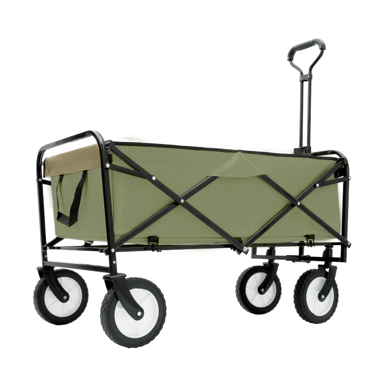 360Lbs Collapsible Foldable Wagon Cart With Strapping System ,Beach Wagon Utility Cart Utility Wagon Grocery Cart For Camping Shopping Sports Gardening Fishing Supports 3Pcs Plastic Liner Bag Green