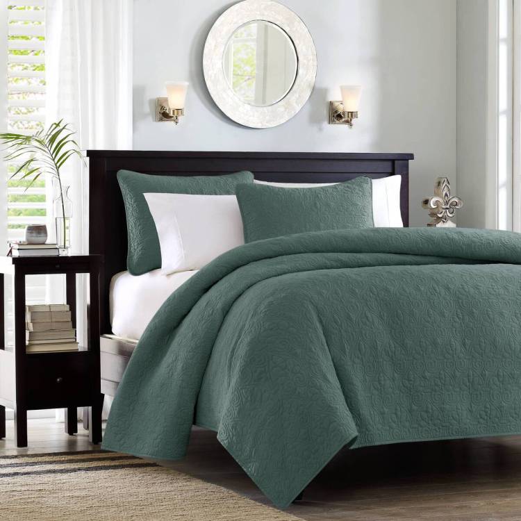 3 Piece Reversible Bedspread Set Balsam Green Queen