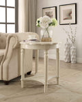 Antique White End Table With Bottom Shelf