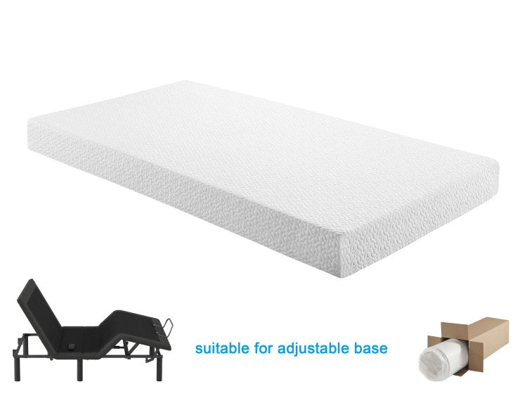 10 Inch Queen Size Bed Mattress Gel Infused Memory Foam Mattress, Firm, White, Mattress In A Box