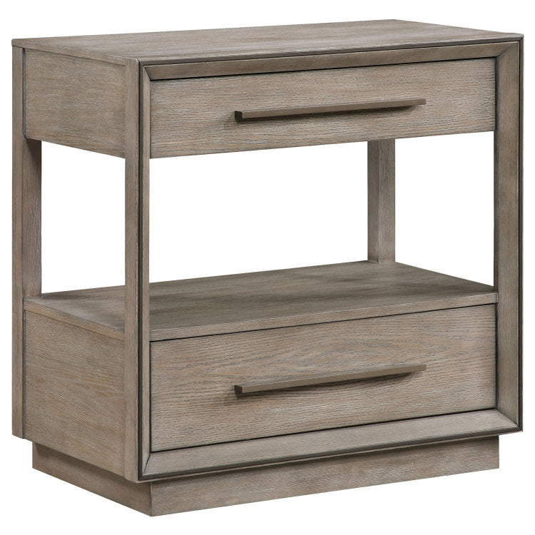 Prescott Taupe Oak 2 Drawers Nightstand