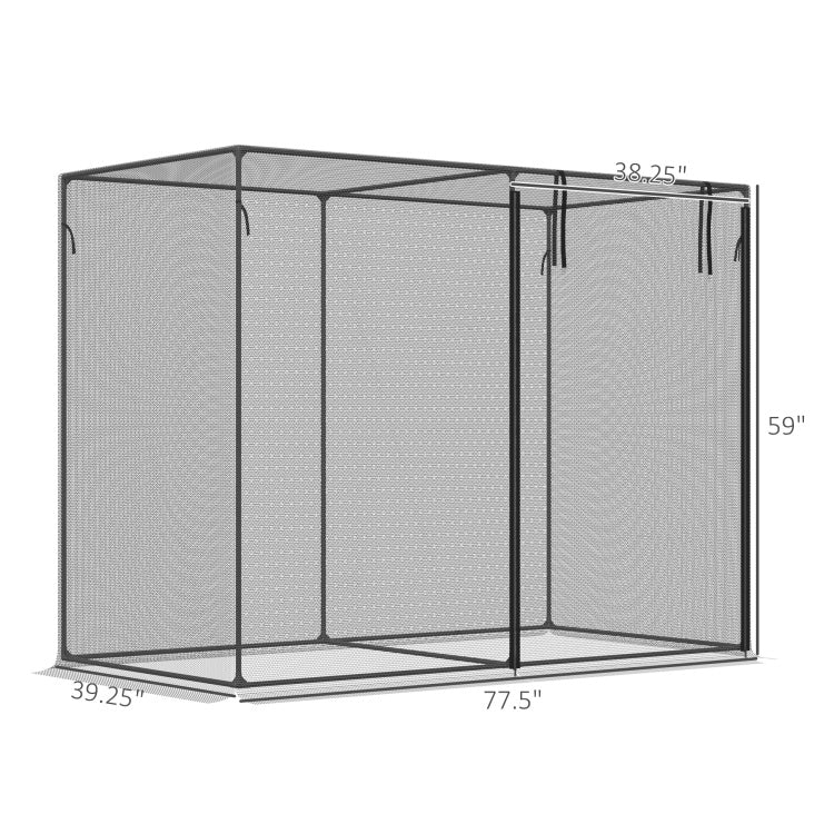 Outsunny 6' X 3' Crop Cage, Plant Protection Tent With Zippered Doors For Vegetable Garden, Backyard, Black