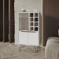 Fairfax Bar Cabinet In Melamine With Glass Rack And Wine Storage,White