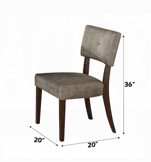 Drake Gray Fabric & Espresso Finish Side Chair Set Of 2