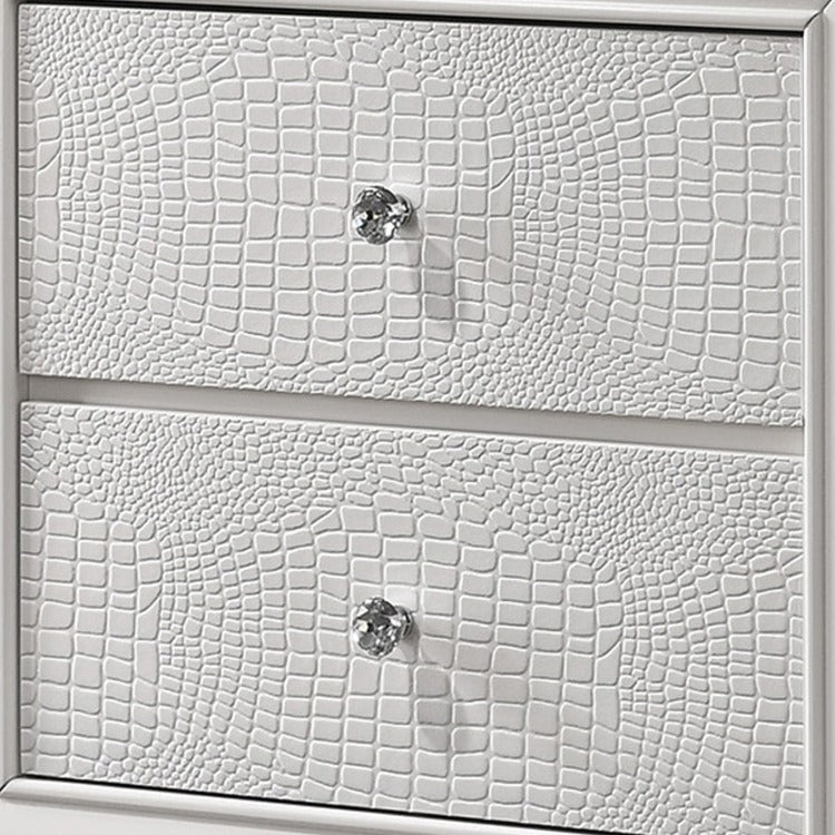Nightstand With Textured Pattern And 2 Drawers, White