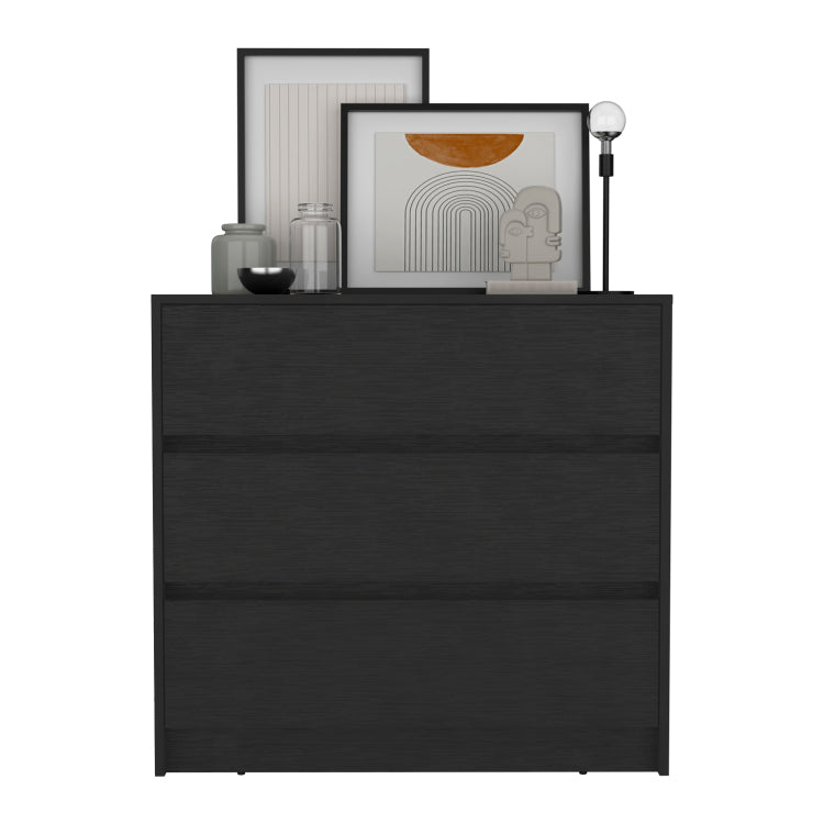 Dresser 31"H, 3 Drawers, Chest Of Drawers, Black