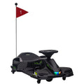 Aosom 12V Electric Go Kart, 5 Mph Drifting Car, Battery Powered Ride On Toy Outdoor With Slow Start, Music, Colorful Lights, For 8 12 Years Old, Black