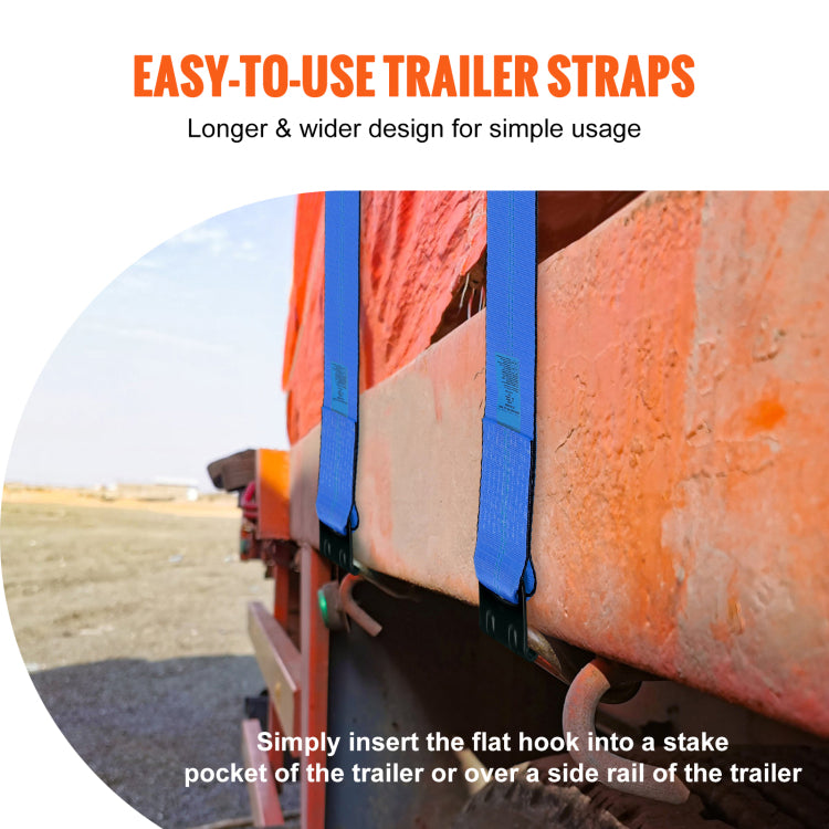 Winch Straps, 4" X 30', 6000 Lbs Load Capacity, 18000 Lbs Breaking Strength, Truck Straps With Flat Hook, Flatbed Tie Downs Cargo Control For Trailers, Farms, Rescues, Tree Saver, Blue 10 Pack