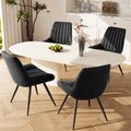 Modern Dining Chairs Set Of 4, Comfy Dining Room Chairs With Thick Cushions, Upholstered Fabric Kitchen Side Chairs With Metal Legs, Black