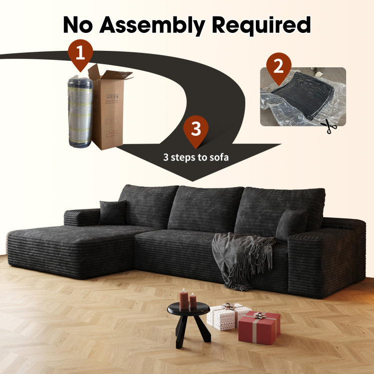 107" Cloud Sectional Couch With L Shape Chaise,Modern Modular Sofa With Deep Seat, Upholstered Couches For Living Room Bedroom,No Assembly Required Plush Corduroy Fabric