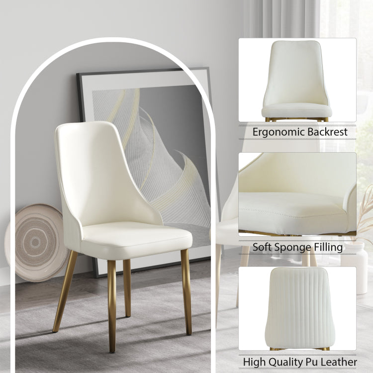Modern Pu Sponge Filled Dining Chair, Solid Wood Metal Legs, Suitable For Restaurants, Living Rooms And Rooms Set Of 2