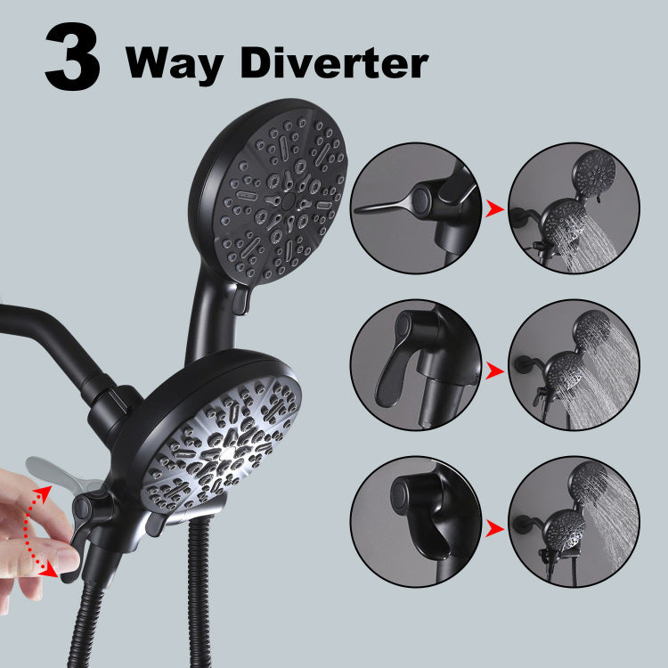 High Pressure 3 Way Rainfall Combo, Luxurious Rain Showerhead And Hand Held Shower Separately Or Together, Comes With Shower Hose, Shower Arm