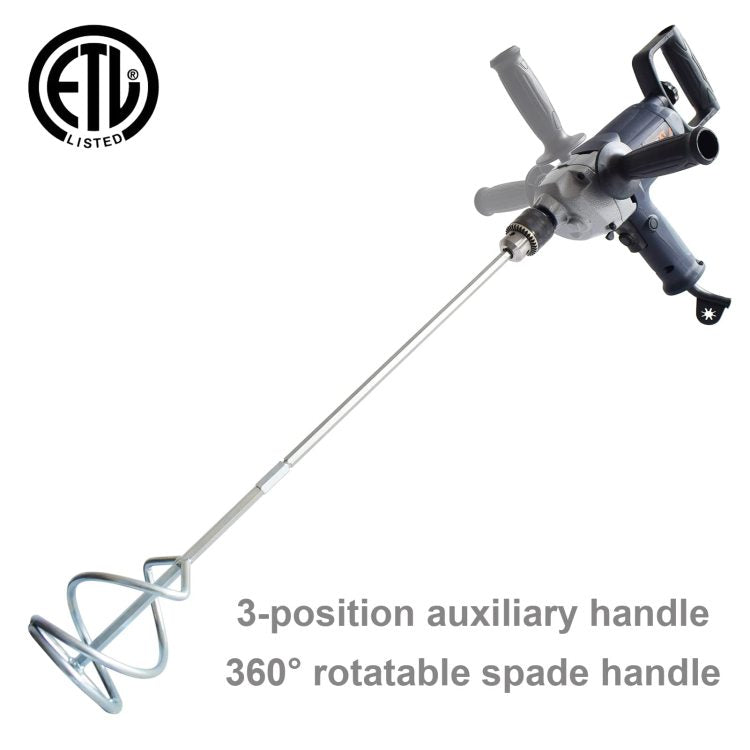 Drill Mixer Set With Spade Handle 1 2 Inch Electric Corded Mixing Drill Machine 9A Motor Concrete Mud Mixer