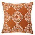Burnt Orange Damask Embroidered Throw Pillow Boho Geometric Cushion
