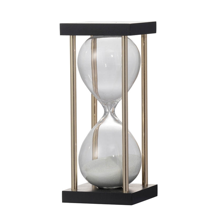 Set Of 2, 3X3X7" Spellman 15 Minute Hourglass With Metal Frame, White