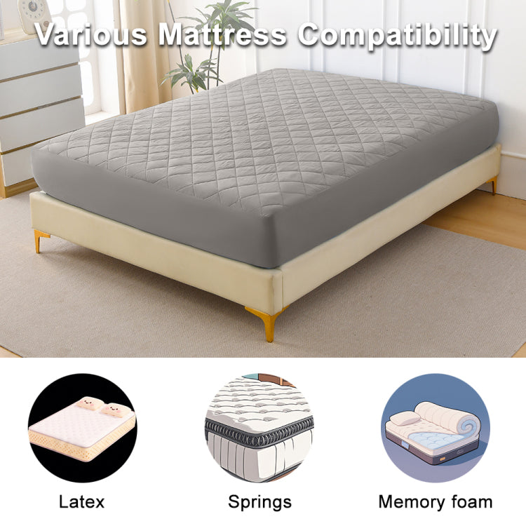 Diamond Grid Ultrasonic Waterproof Mattress Protector Gray Size K