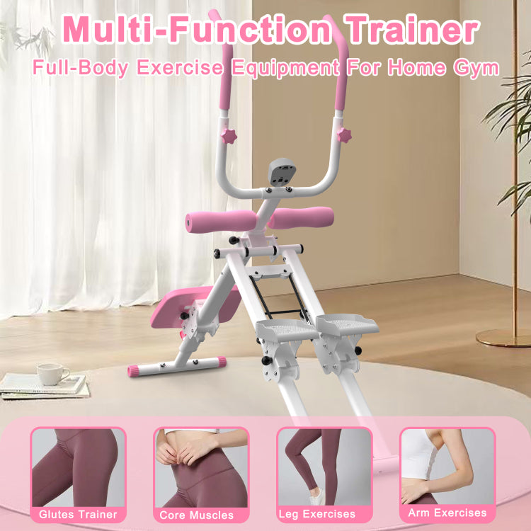 Multifunctional 2 In 1 Stair Stepper And Ab Workout Machine Pink