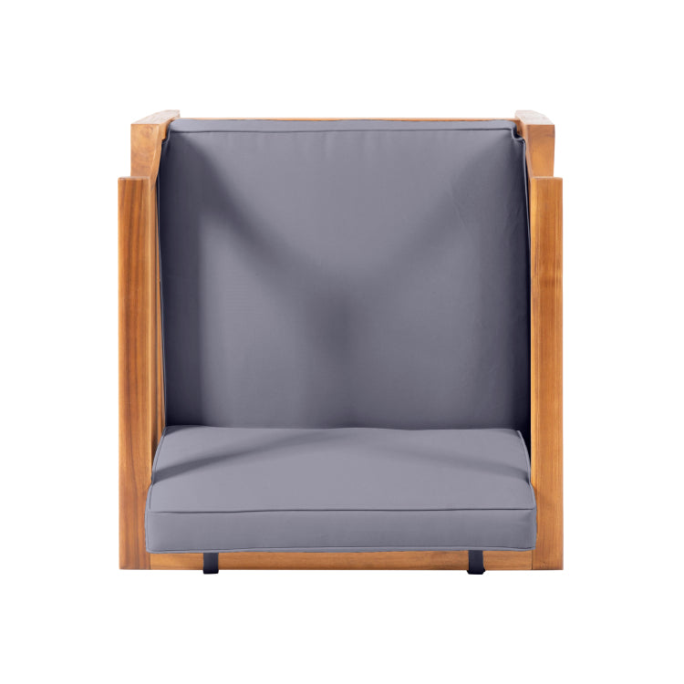 Club Chairs Laurent 500Lbs Capacity Acacia Outdoor, Teak Finish Patio Furniture Sets With Thick Cushion, Appropriate For Garden Porch