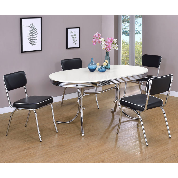 Midge White And Black 5 Piece Oval Dining Table Set