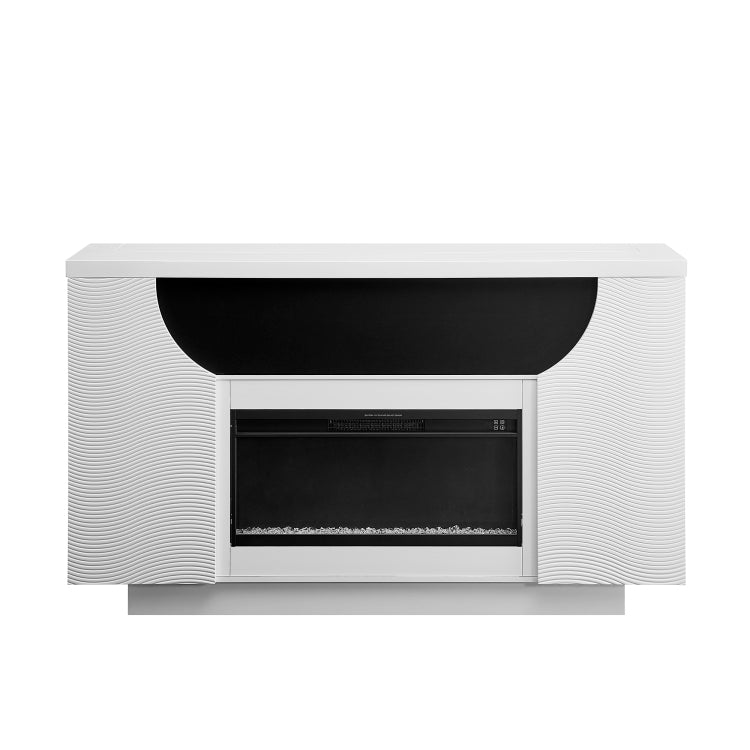 Aurora White 76 Inch Fireplace With Tv Lift