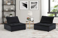 Aveline 40"W Black Velvet Set Of 2 Armless Lounge Chair