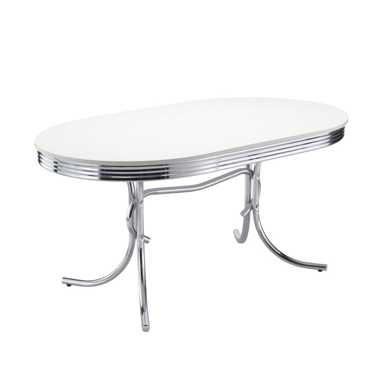 Midge White And Black 5 Piece Oval Dining Table Set