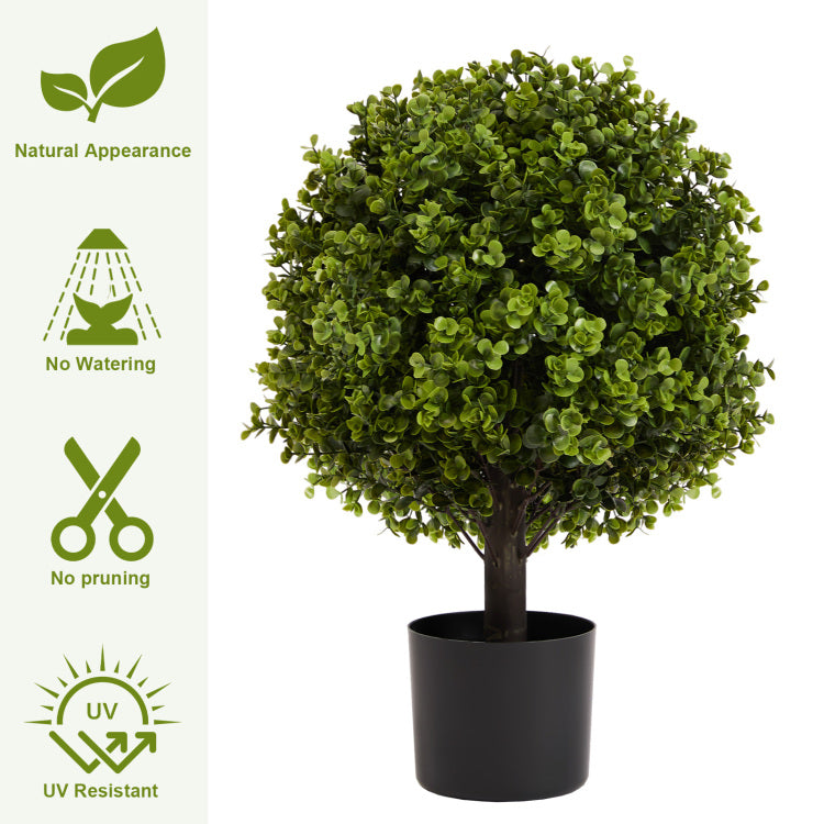22In Boxwood Ball Shaped Artificial Topiary Shrubs Tree In Pot For Home And Garden Decoration 2Pcs Set