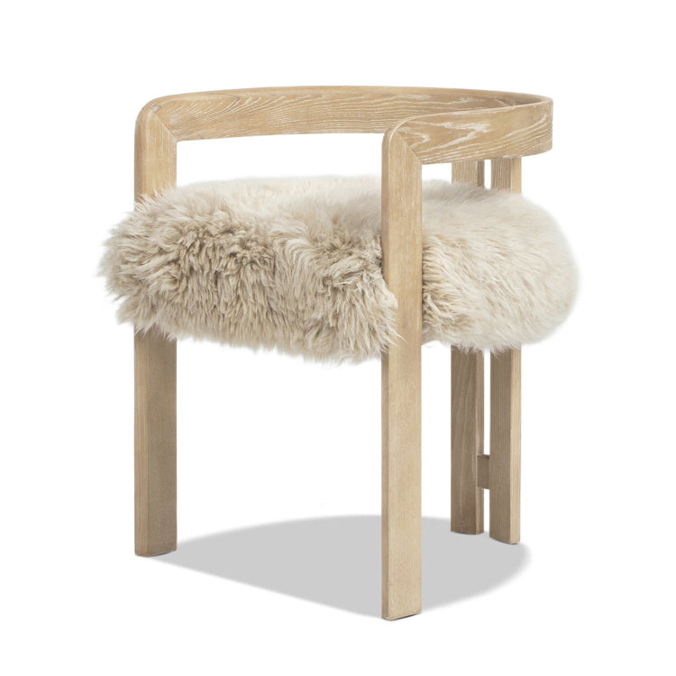 Millwick 21" Low Back Genuine Fur Dining Chair, Natural Blonde Genuine Fur
