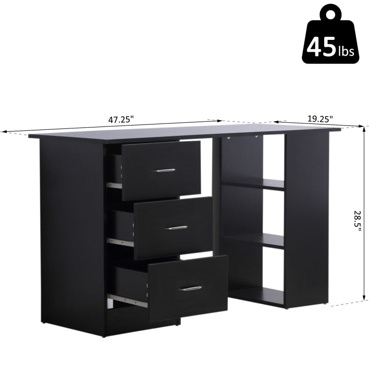 Modern Home Office Computer Desk Bookcase Combo Writing Table Workstation