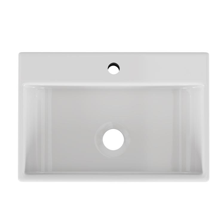 20.6" Square Ceramic Vessel Sink Premium White Above Counter Basin