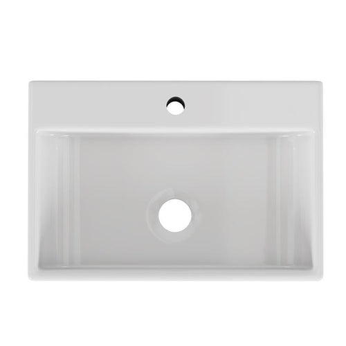 20.6" Square Ceramic Vessel Sink Premium White Above Counter Basin