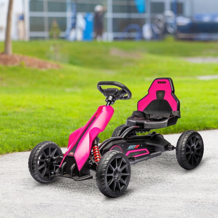 Aosom 12V Electric Go Kart For Kids, Outdoor Ride On Toy With Forward Backward Drive & Adjustable Speed, Gift For Child 3 8 Years Old, Pink